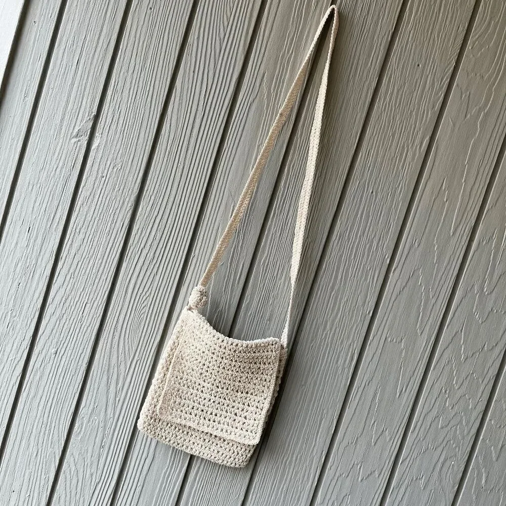 Xhilaration Y2K Crochet Shoulder Bag Cream Boho Mini Crossbody Purse